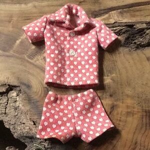 Hand made ken Barbie short shirt valentine day decor homestead primitive vintage